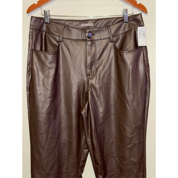 NWT Maurice’s Plus Size Perfect Brown Faux Leather Skinny High Rise Pant Size 14 - Picture 3 of 10